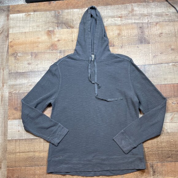 Converse Gray Waffle Knit Hooded Long Sleeve Shirt | Size Large - Picture 1 of 4